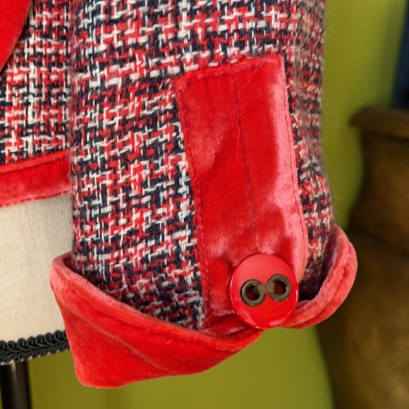 MARC JACOBS TWEED AND VELVET 100% wool JACKET SZ L - Picture 6 of 16